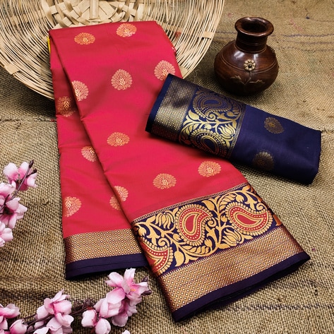 Buy Red Saree Women's Woven Art Silk Saree With Blouse Piece (10053_Blue,  Turquoise) at Amazon.in