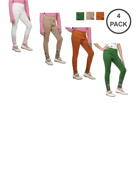 Pack of 4 Leggings with Elasticated Waistband