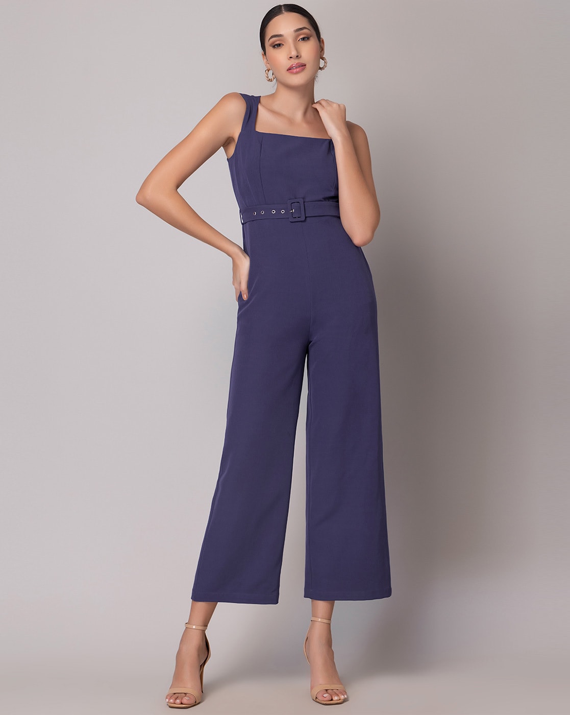 Buy FabAlley Black Strappy Striped Jumpsuit With Belt for Women Online @  Tata CLiQ