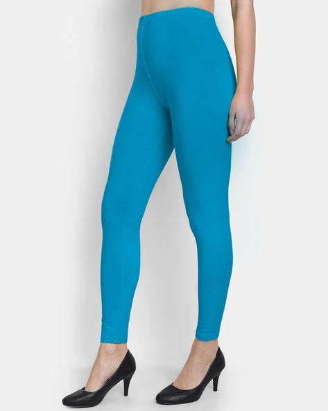 Ladies Womens Turquoise Blue Leggings Lycra Plain Trouser Costume Fancy  Dress | eBay