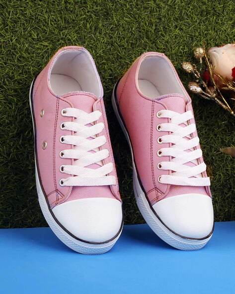 Ladies pink canvas shoes hotsell