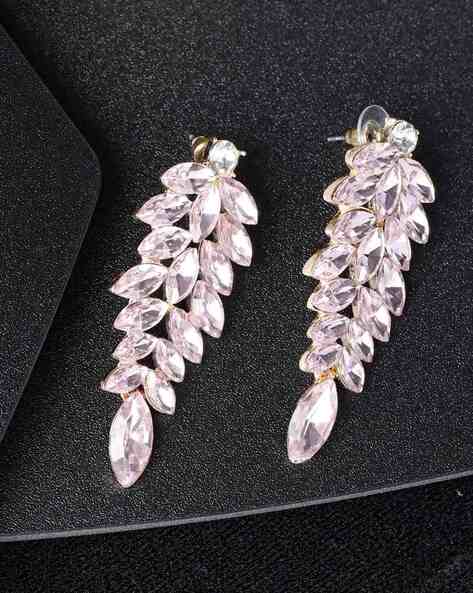 Cute classy pink drop crystal earrings – Ghaba