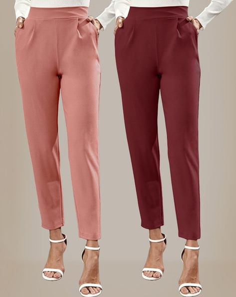 Buy Peach & Red Trousers & Pants for Women by Brucella Online