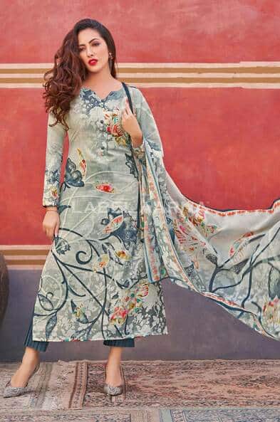 Buy Grey melange Dress Material for Women by Label Aarna Online