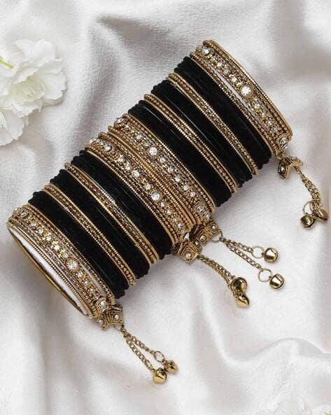 Buy Gold-Toned Black Bracelets Bangles for Women by Zeneme