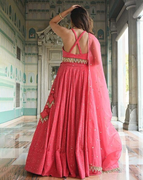 Buy Wedding Lehenga Choli - Purple & Pink Sequins & Mirror Lehenga –  Empress Clothing