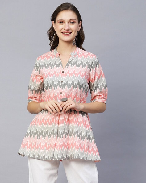 A-line Cotton Handloom Kurta with contrasting Ikat Combination – Sujatra