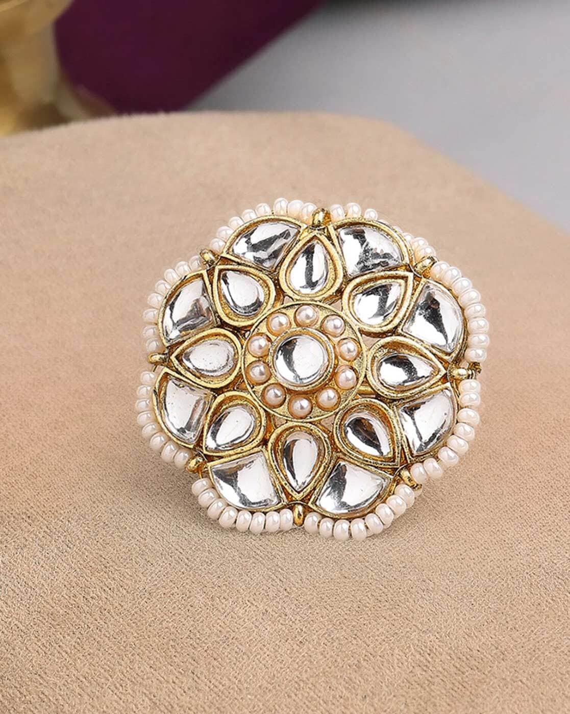 Extravagant Oval Floral 22K Gold Ring – Andaaz Jewelers