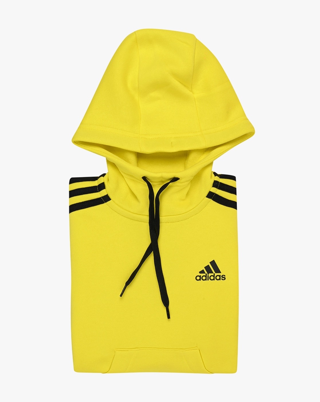 Yellow adidas hoodie with black stripes sale