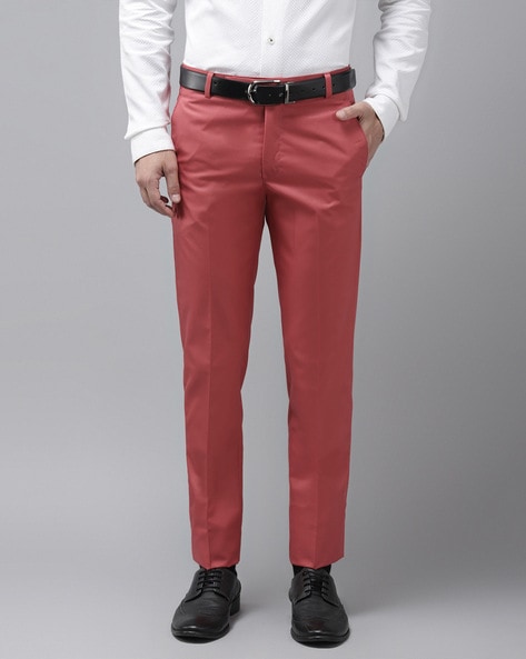 Cordovan Red Textured Premium Wool-Blend Pant For Men-saigonsouth.com.vn