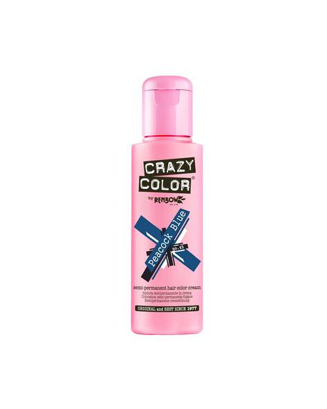 Crazy Color Semi Permanent Hair Color Cream - 45 Peacock Blue