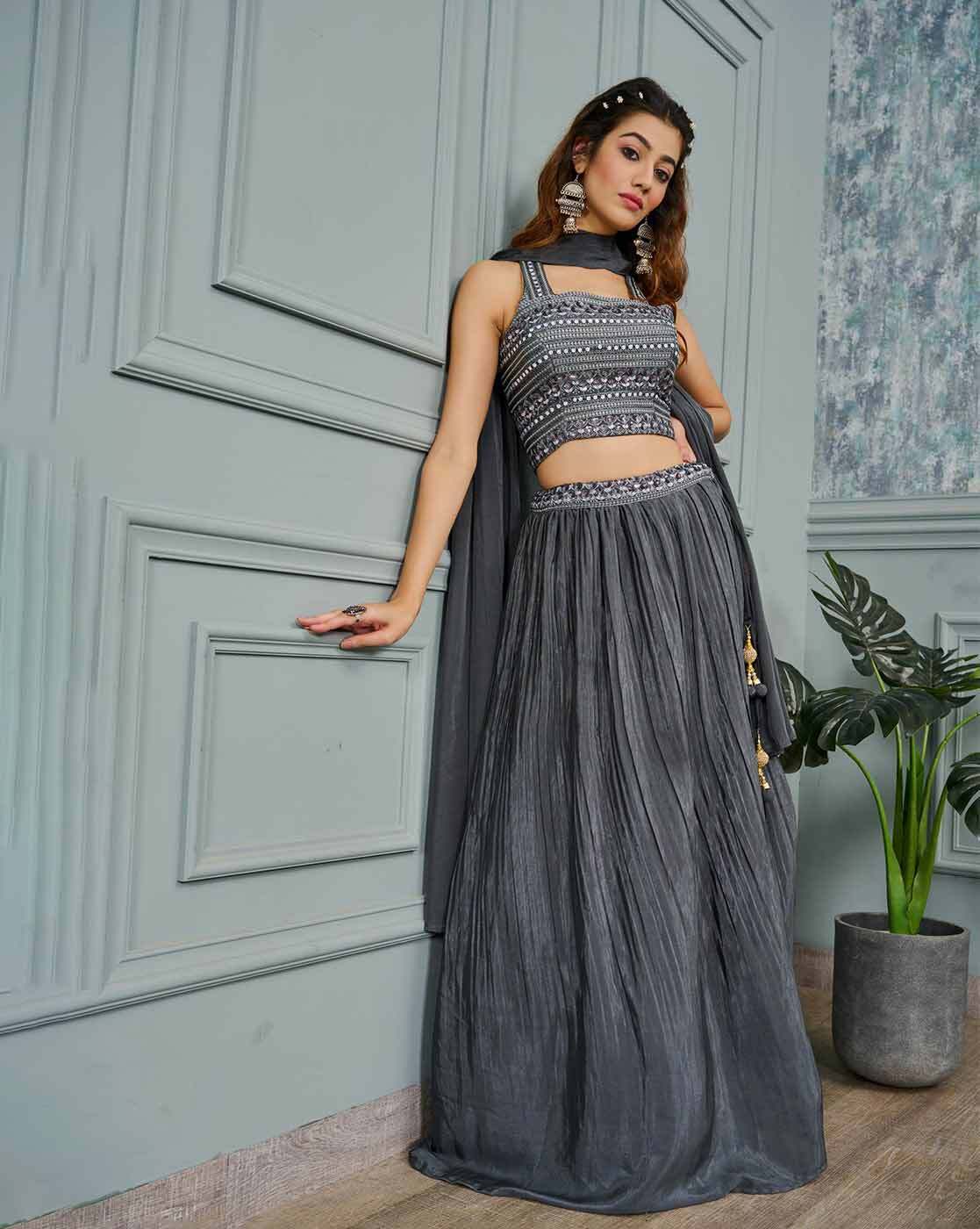 Net Grey Colour Wedding Lehenga Choli at Rs 6231 in Surat | ID: 19865040112