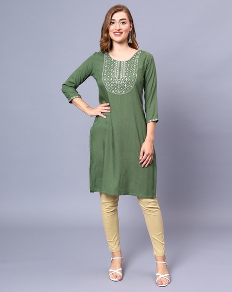 Buy Green Kurtis & Tunics for Women by PANIT Online | Ajio.com