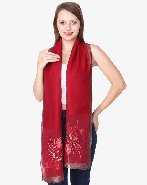 Women Floral Embroidered Stole Price in India