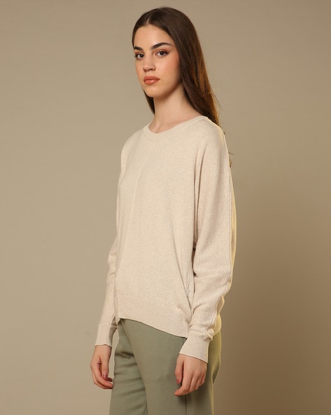 Beige crew neck jumper sale