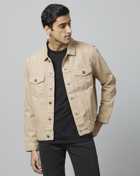 Khaki jean jacket mens sale