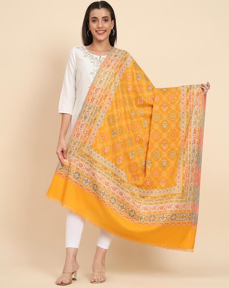 Women Woven Shawl with Fringes Price in India