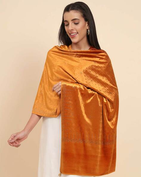 Women Embellished Shawl with Tassels Price in India
