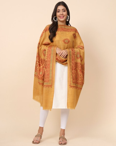 Women Woven Shawl with Fringes Price in India