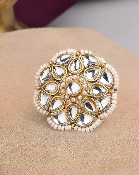 Kundan Ladies Ring Pure Gold 22k 916 Hallmark | MANIRATNAM JEWELLERS