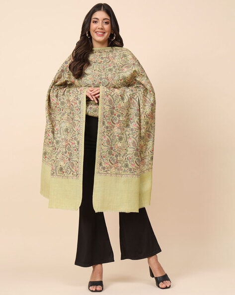 Embroidered Shawl with Fringed Hems Price in India