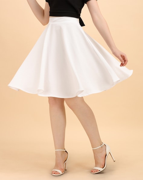 High waisted white skirt hotsell knee length