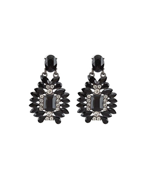 Buy Online Black colour Drop Design Hanging Earrings for Girls and Women –  One Stop Fashion