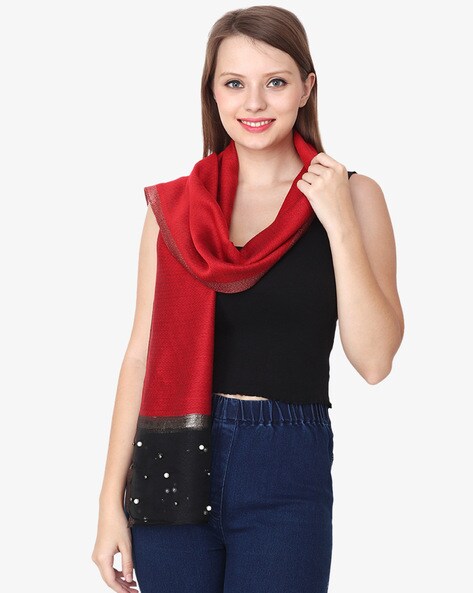 Women Colourblock Stole with Contrast Border Price in India