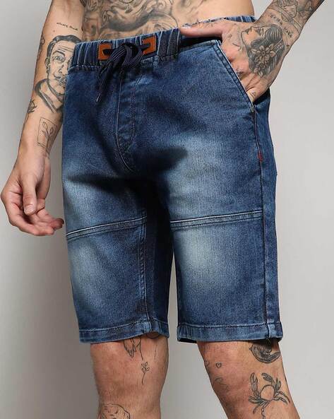 Mens drawstring sales jean shorts