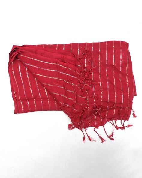 Striped Scarf with Tassels Price in India