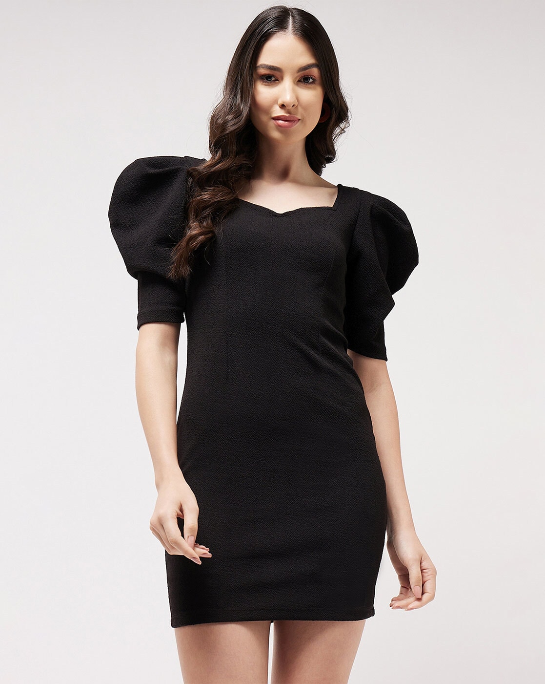 Black Crêpe Dress with Crystal Embroidery