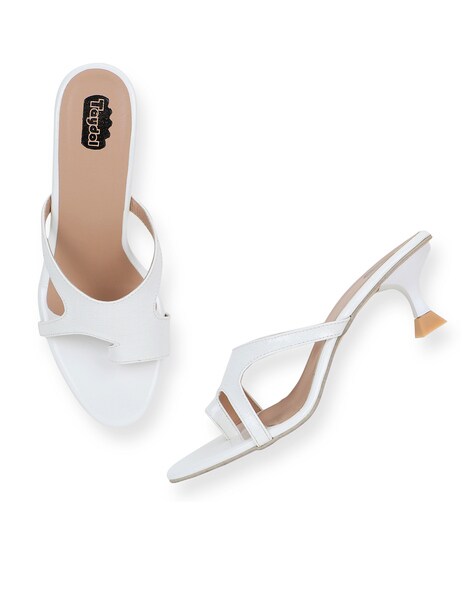 White open 2025 toe chunky heels