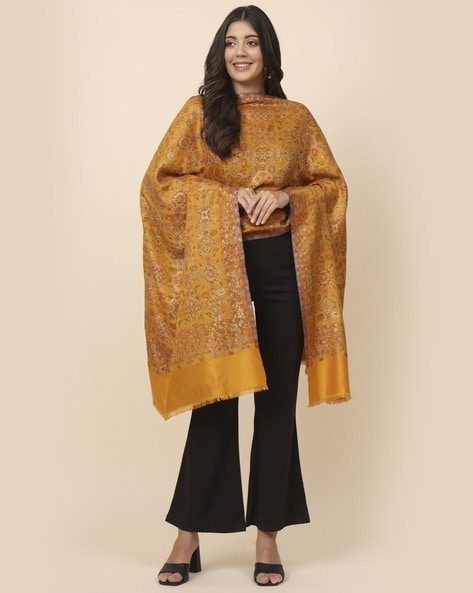 Women Woven Shawl with Fringes Price in India