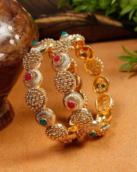 Stone studded clearance gold bangles