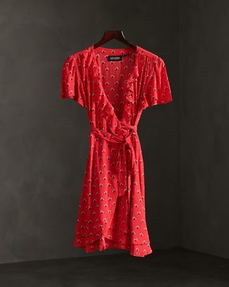 Women Summer Wrap Dress with Tie-Up