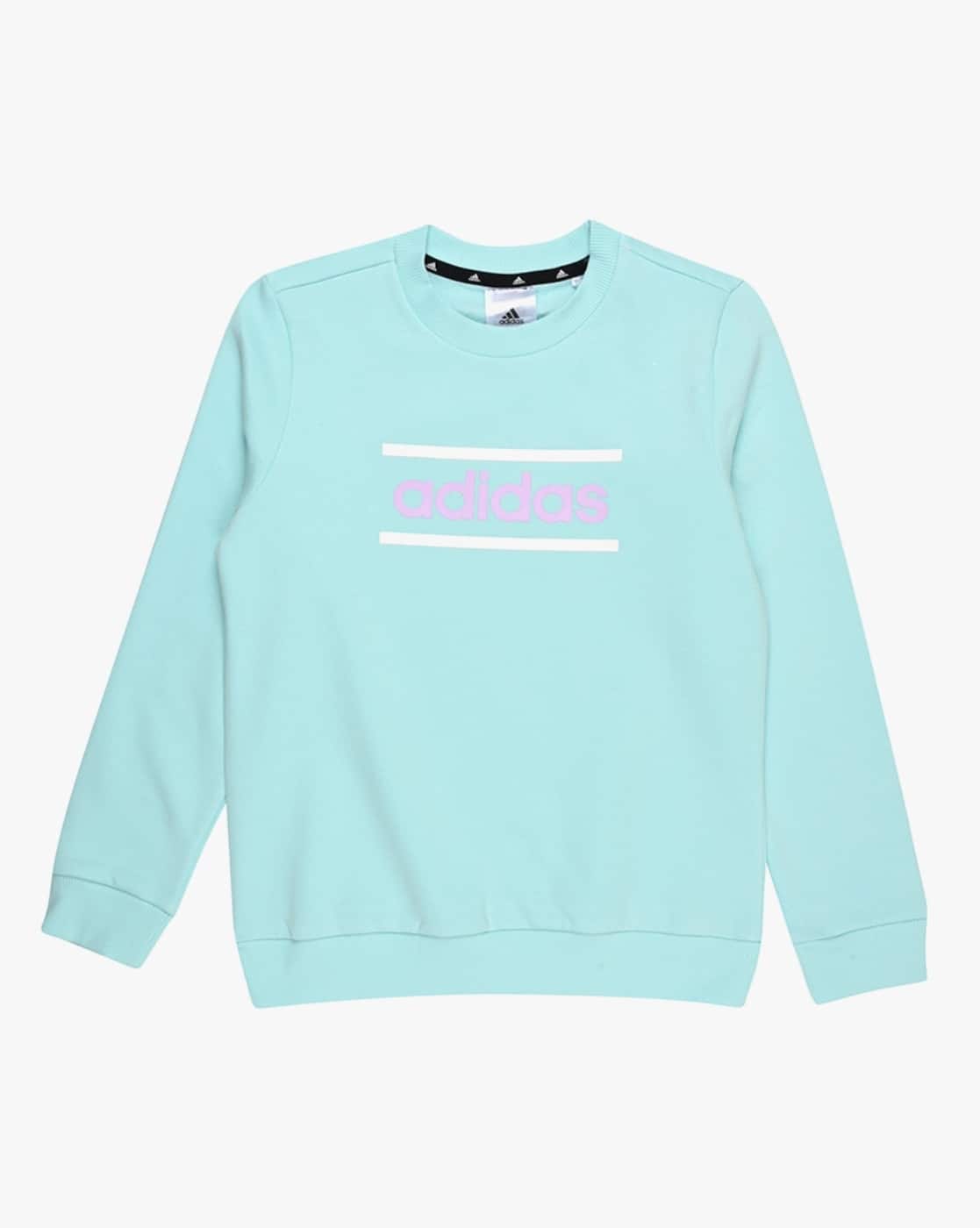 Ajio Childrens Adidas Jumper Buy Semi Flash Aqua Blue Sweatshirts Hoodie  For Girls By Adidas