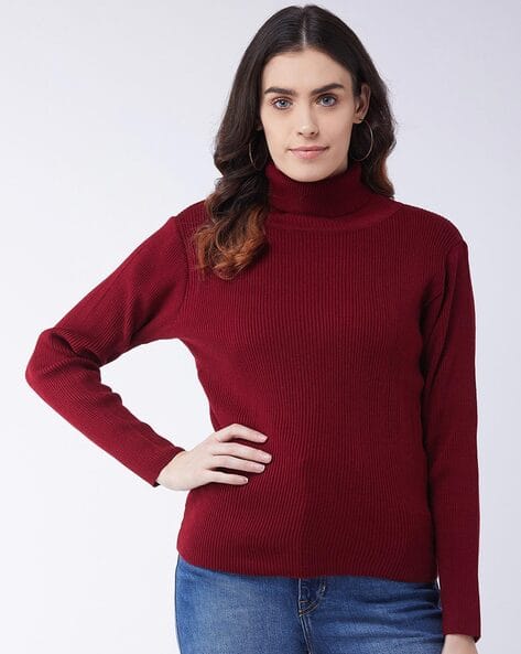 High-Neck Ribbed Pullover