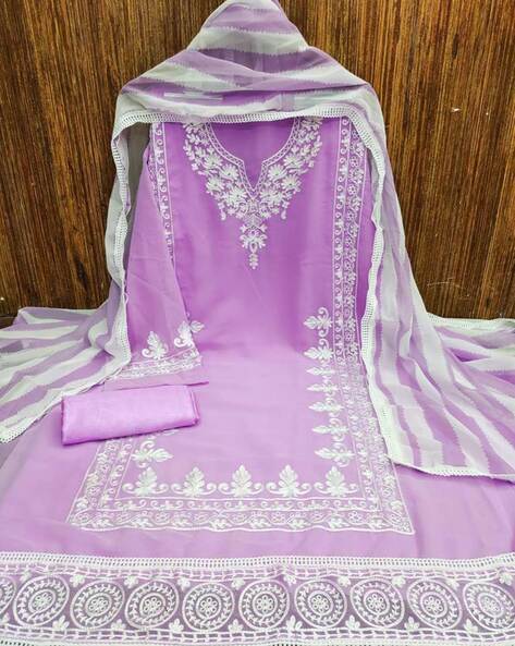 Embroidered Purple Dress Material - Buy Embroidered Purple Dress Material  online in India