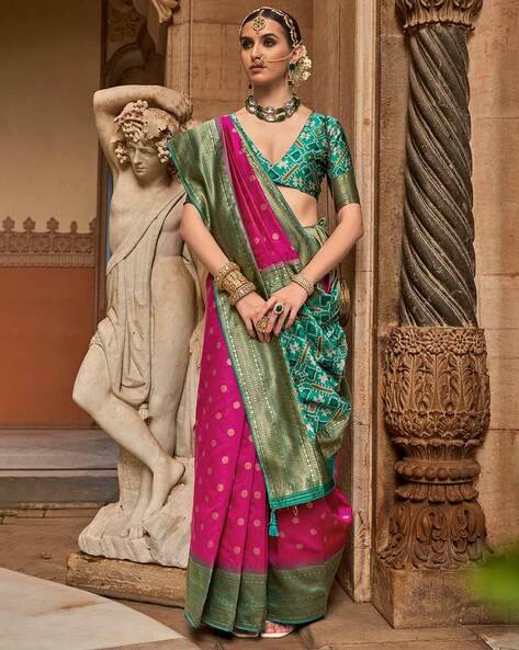 Buy online Women's Banarasi Saree With Blouse from ethnic wear for Women by  Mahati for ₹3129 at 60% off | 2024 Limeroad.com