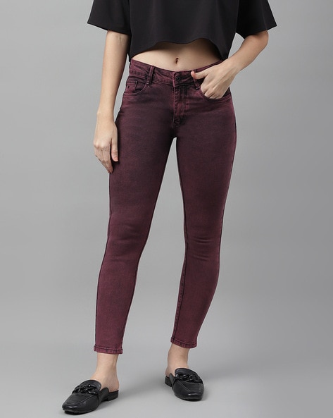 Women's Burgundy Jeans & Denim