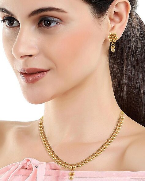 Golden necklace chain with earrings chill Jewellery Set