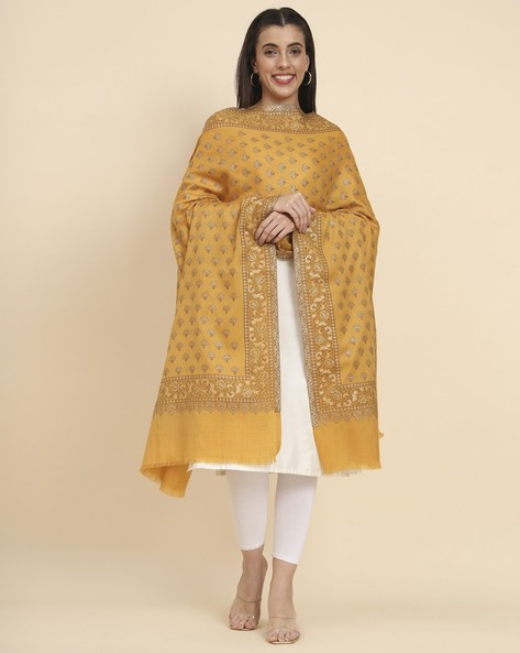 Women Woven Shawl with Fringes Price in India