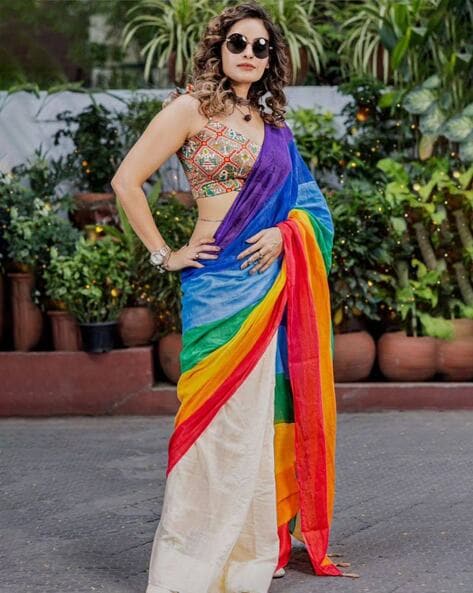 Buy Now Colour Block Saree Online – House Of Masaba