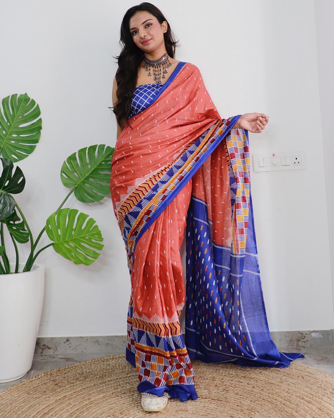 Free Photos - A Woman In A Bright Orange And Blue Saree Poses For A Photo  Shoot | FreePixel.com