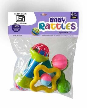 Pack of 4 Baby Teathers Rolling Rattle