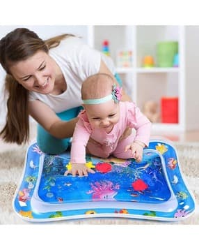 Inflatable Tummy Time  Water Mat with Rolling Rattles