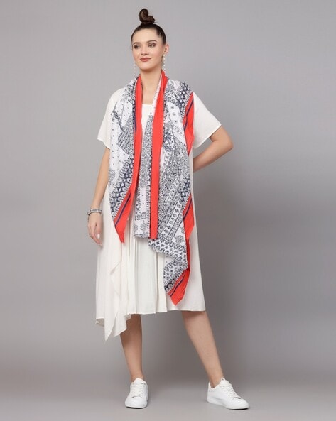 Block Print Stole with Contrast Border Price in India