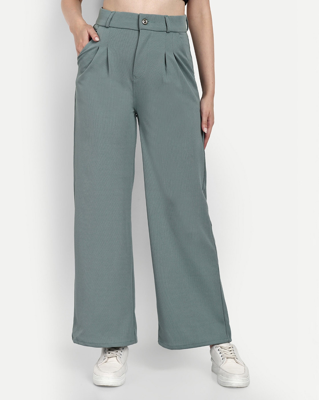 High Waisted Pleated Wide Leg Trousers | Nasty Gal