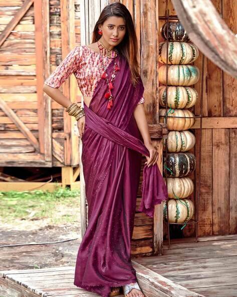 Saree mall Embellished Saree with Scalloped Border