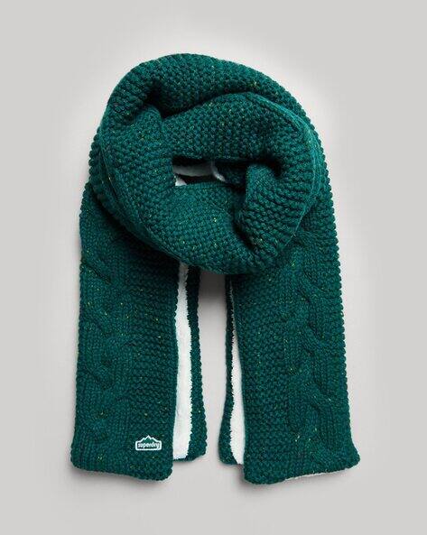 Knitted Scarf Green Scarves For Sale Twist Tassel Heavyweight
